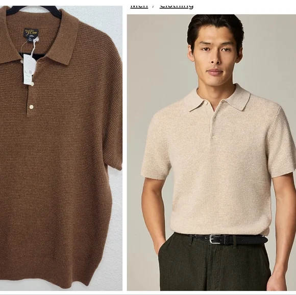 J Crew Short-sleeve cashmere waffle sweater-polo CG321 Size XL Brown $198  Retail is available for purchase on au PAY Market - Imported Goods Online  Store Co.Ltd. | au PAY Market - Online